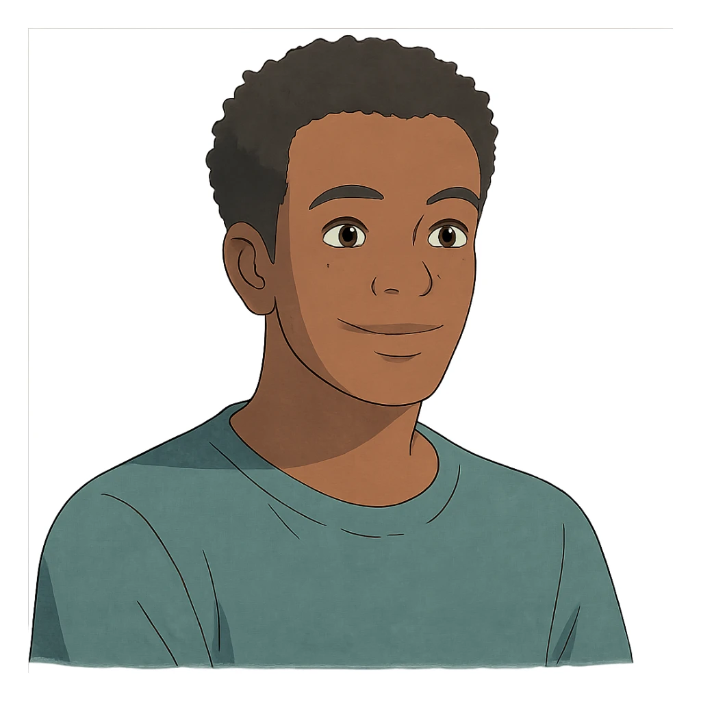 ghibli style portrait of a black man with soft colors sticker