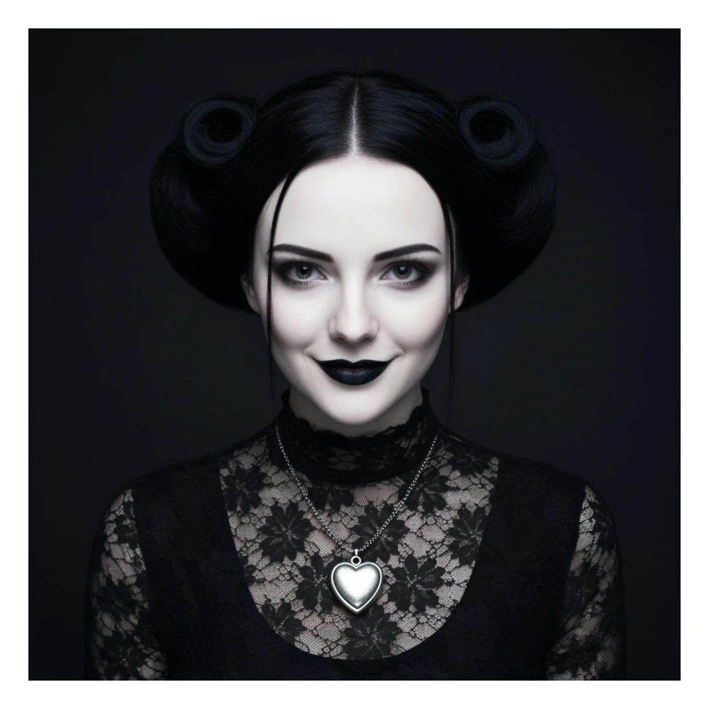 goth profile picture with a heart accent, cute, expressive, minimal, variation 2 sticker