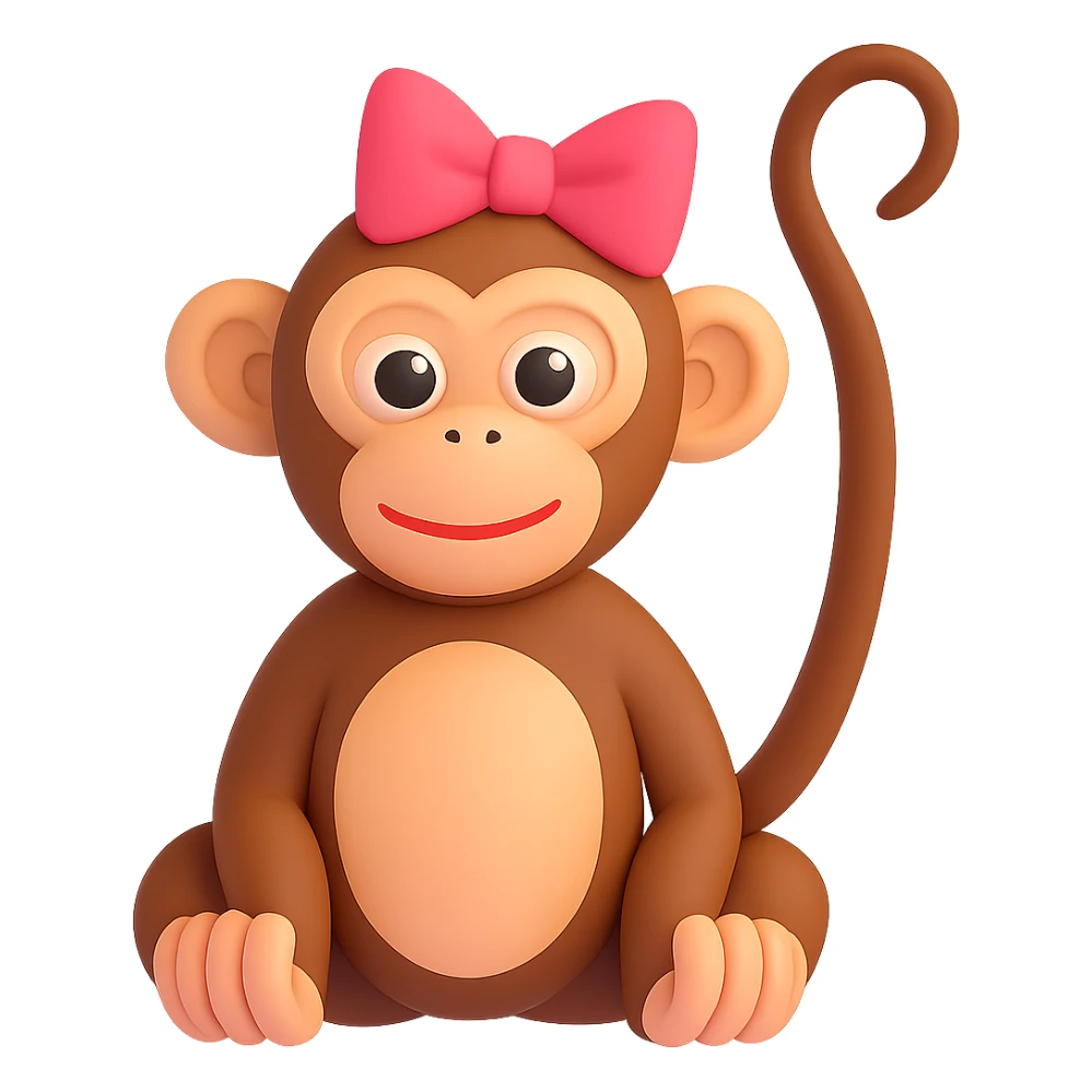 Add a cute hair bow to the monkey. Keep the background transparent. sticker