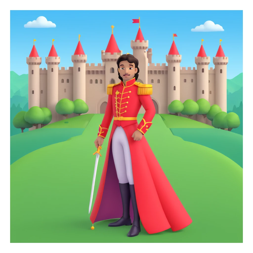 prince in red dress, royal castle background sticker