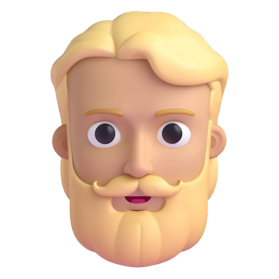 blond man with beard and eyes squinting sticker