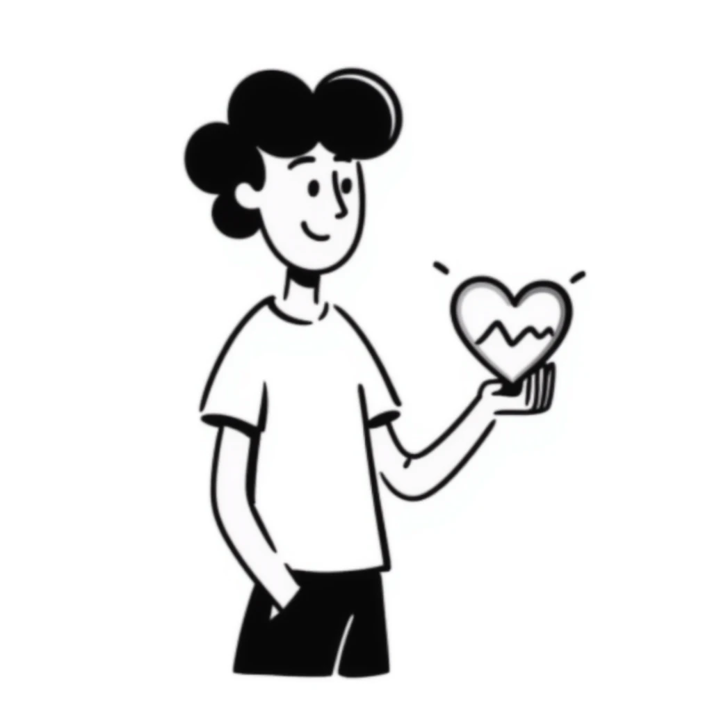 Handsome boyfriend figure with heart, casual style sticker