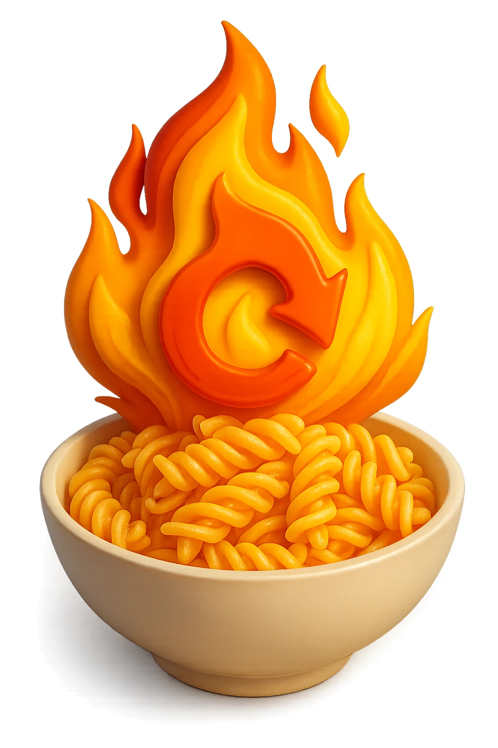 fiamma di metabolismo con bowl di pasta 3d sticker