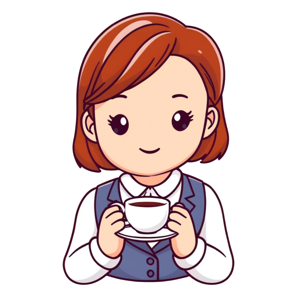 Stylish British girl with anatomically correct hands elegantly holding teacup sticker