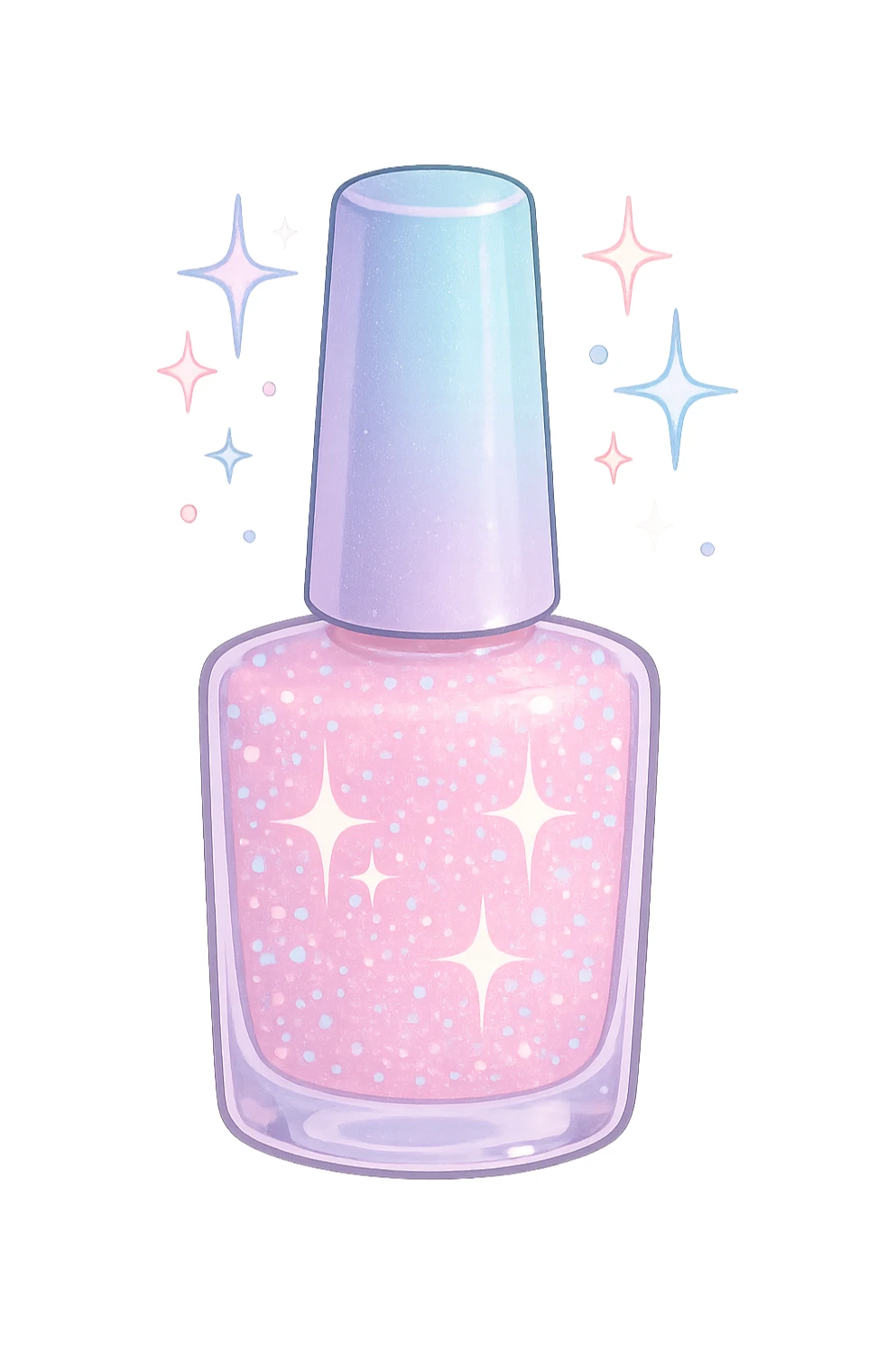 sparkling girly nail polish, stylish and pastel sticker