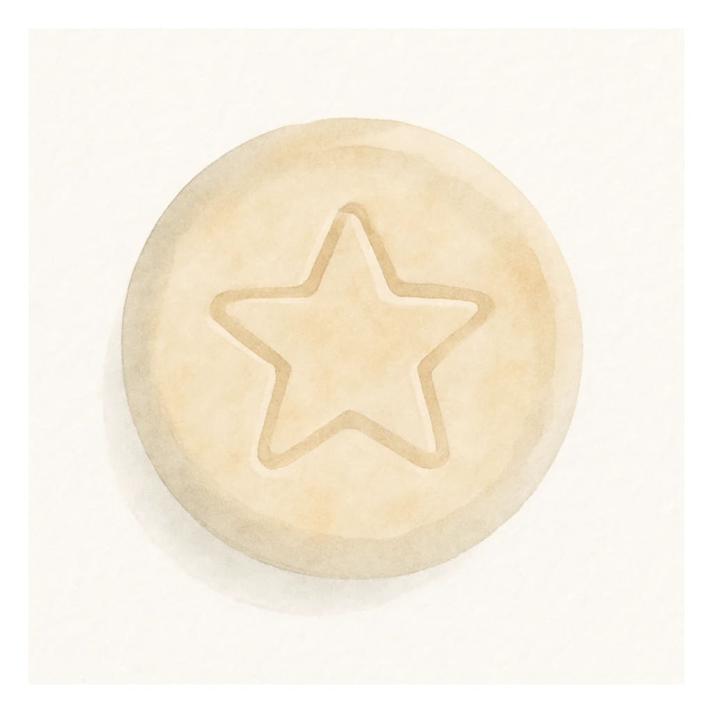 watercolor style dalgona candy with circle shape, soft and artistic sticker