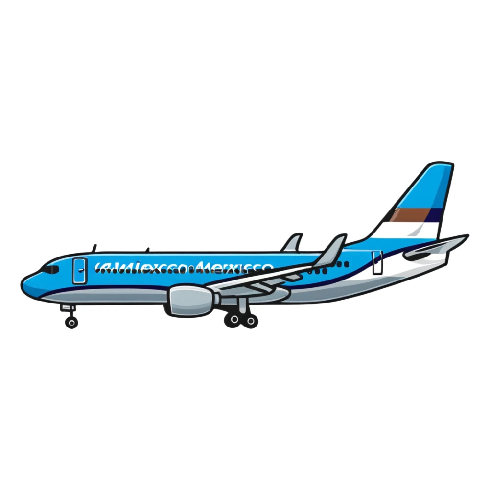 Aeromexico airplane with blue and silver colors sticker