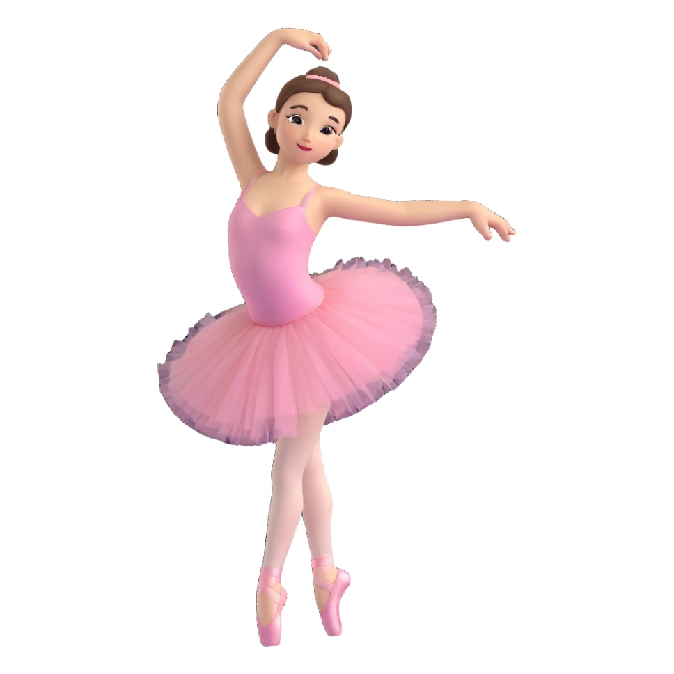 ballerina in 3D emoji style, classic pink tutu, graceful pose sticker