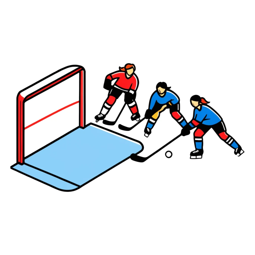 Women play hockey lawn  sticker