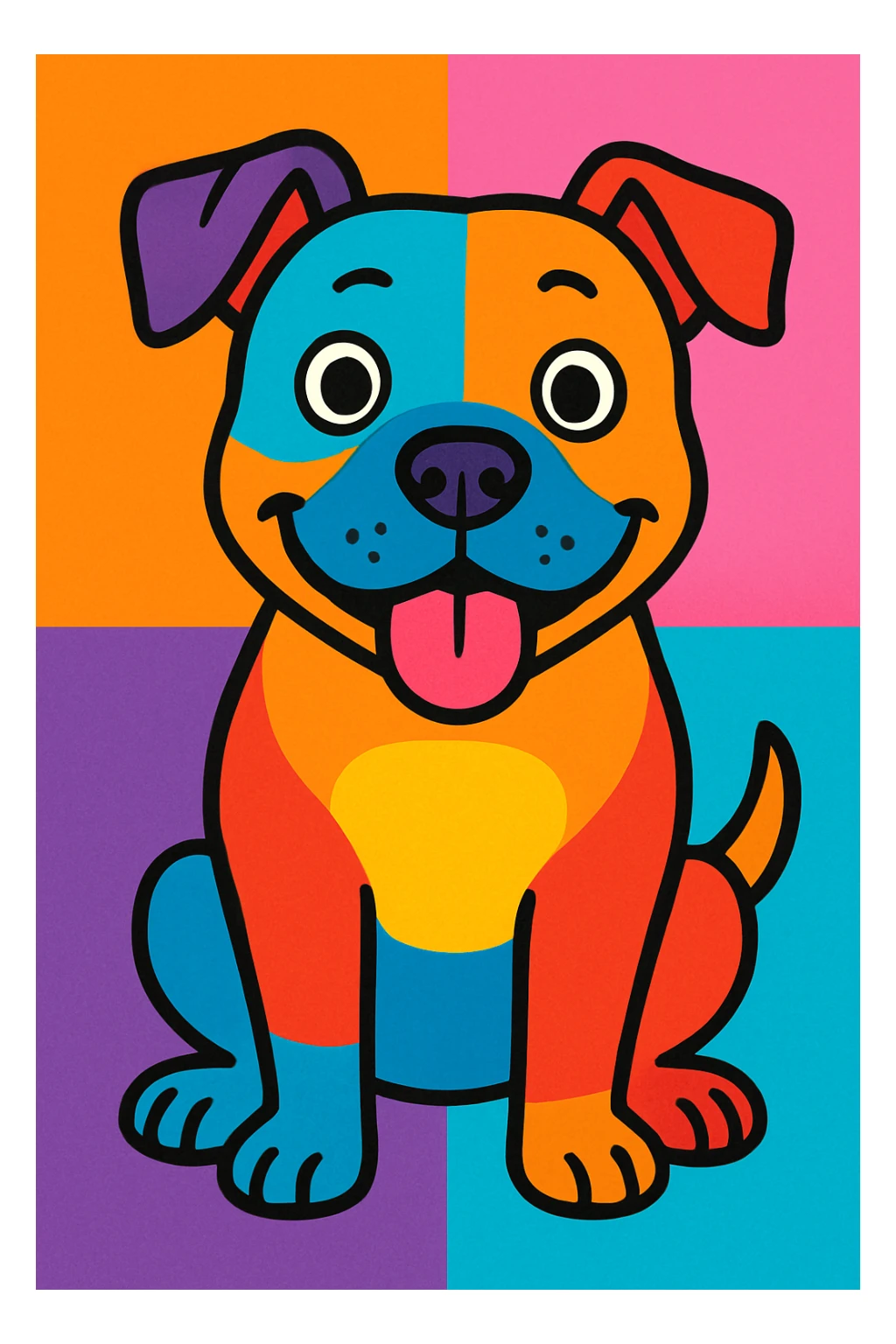 cartoon style pitbull dog, colorful and friendly sticker