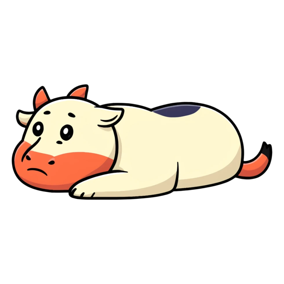 A character named Boksil lying down flat with a disappointed, defeated expression, looking completely discouraged sticker