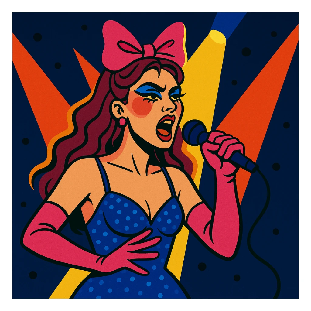 Chappell Roan with dramatic stage lighting in vibrant toon style sticker