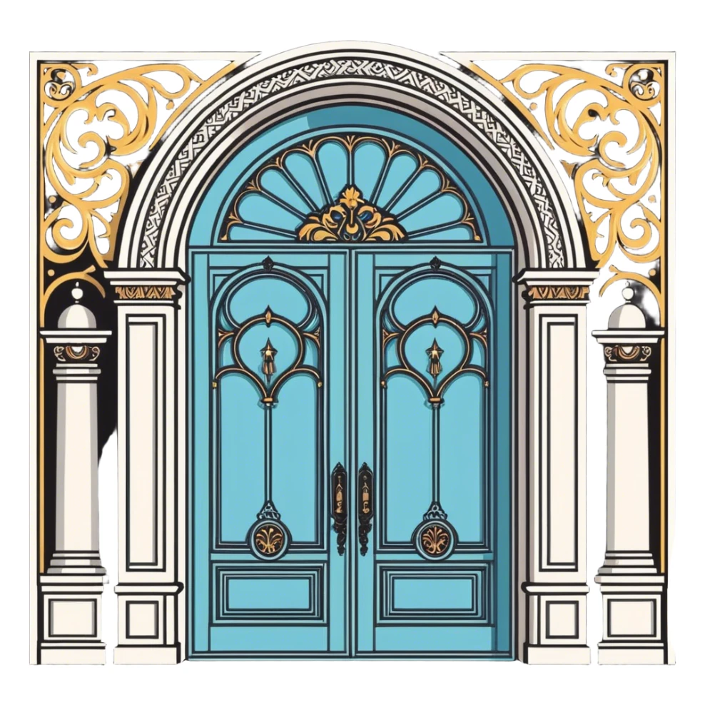 2 gigantic and open royal doors sticker