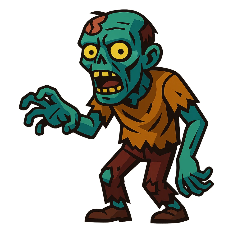 vibrant toon style zombie inspired by The Walking Dead sticker