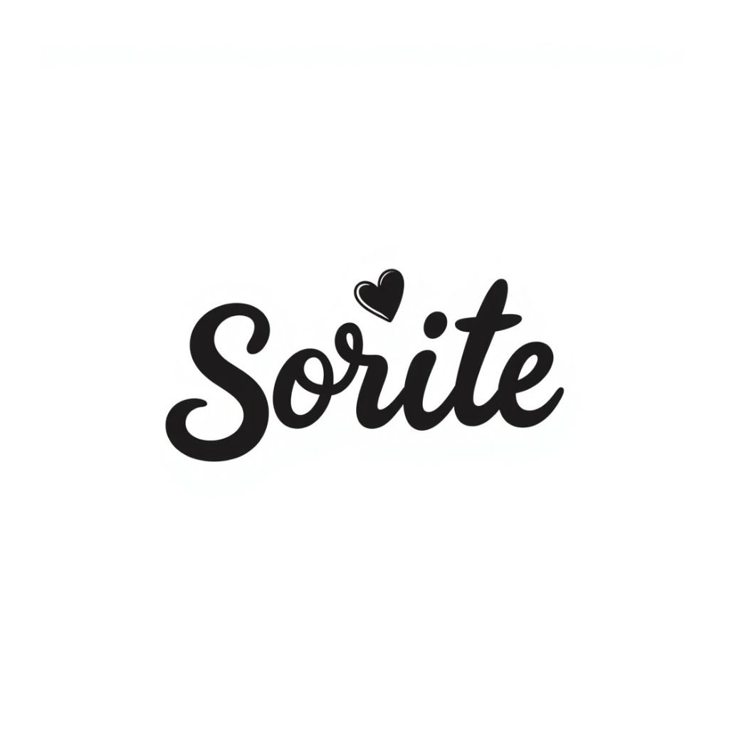 the word 'Sortie' in handwritten lettering with a subtle small heart integrated, transparent background sticker