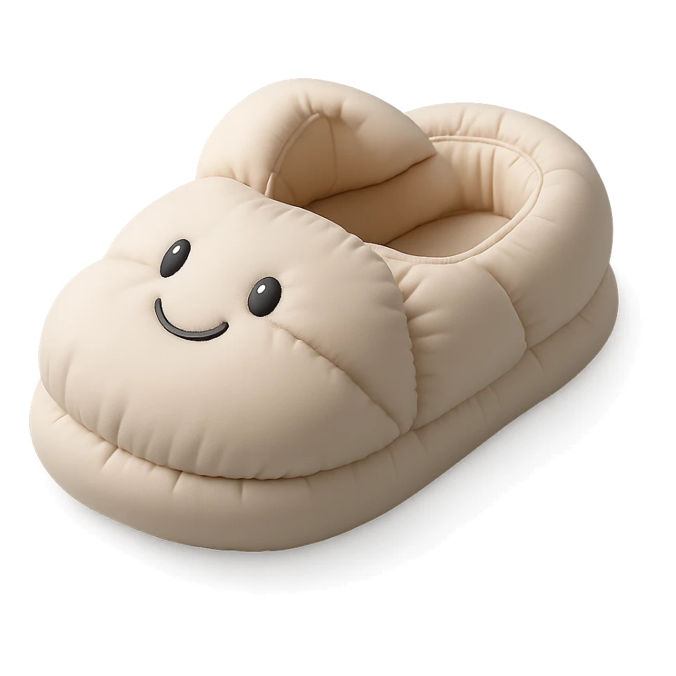 single fluffy slipper with a cute face, cushion style sticker