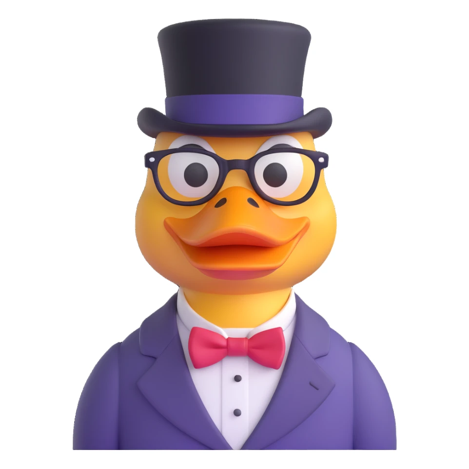 Dagobert Duck (Scrooge McDuck) emoji with top hat, glasses, cheerful wealthy expression sticker