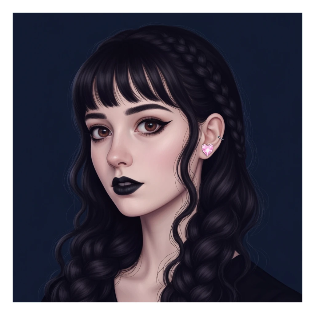 goth profile picture with a heart accent, cute, expressive, minimal, variation 3 sticker