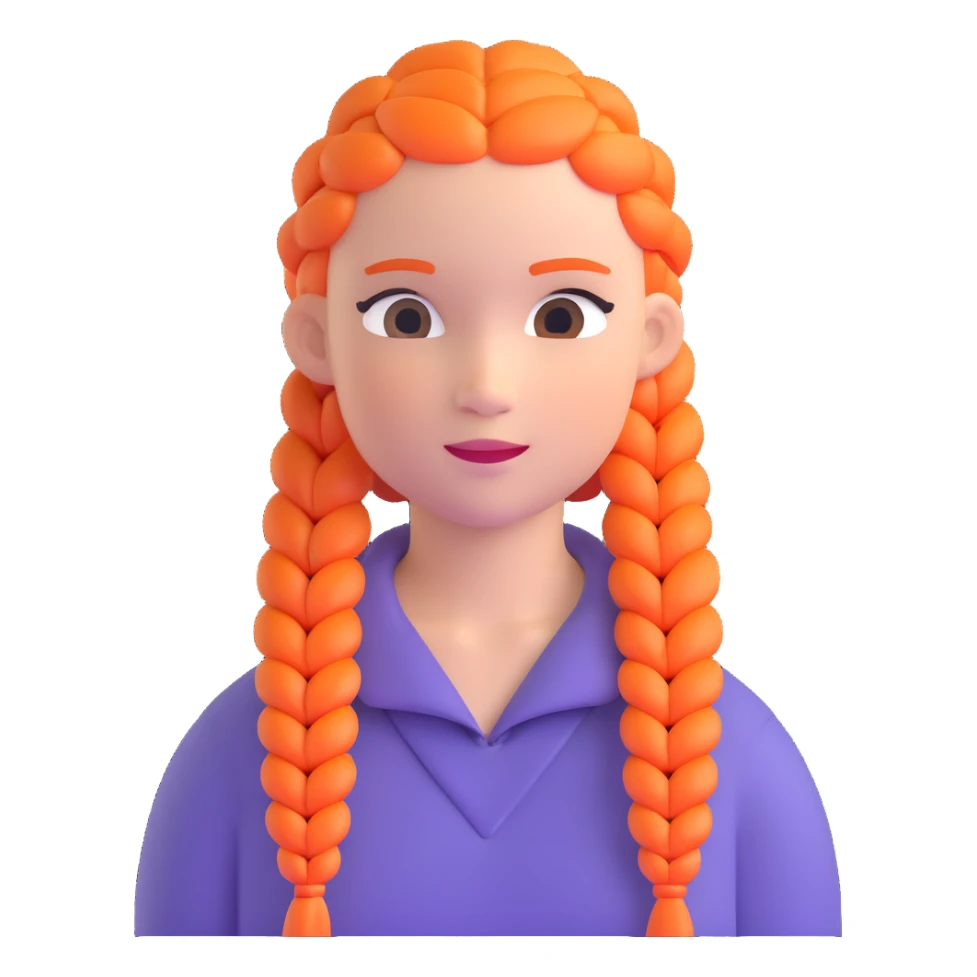 Character with perfect French braids hairstyle sticker