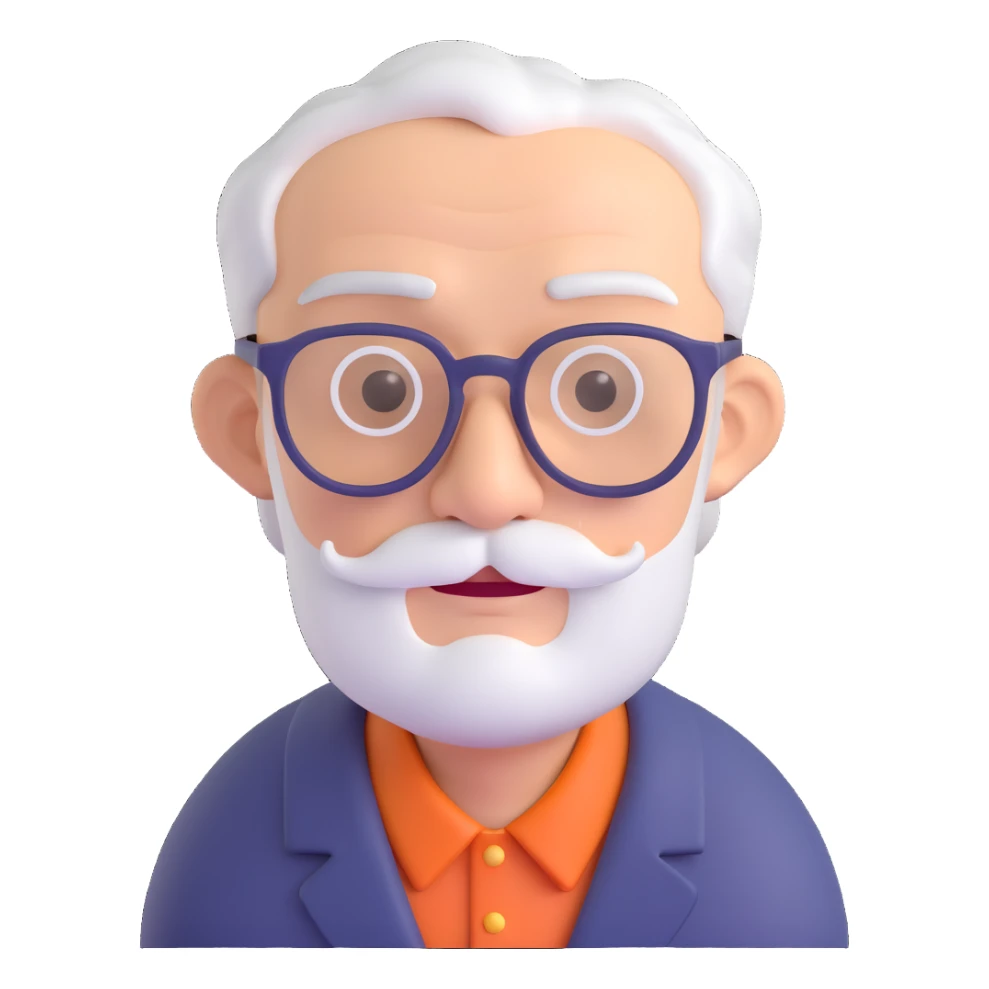 A nomadic old man wearing glasses sticker