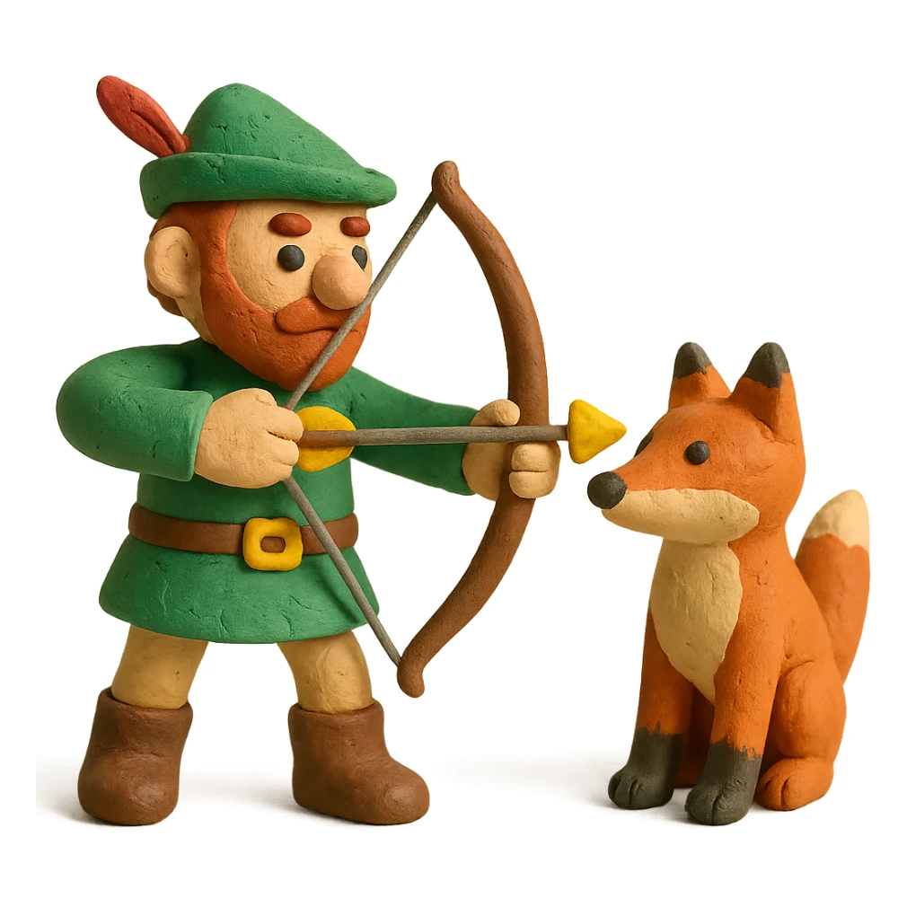 claymation style archer and fox sticker