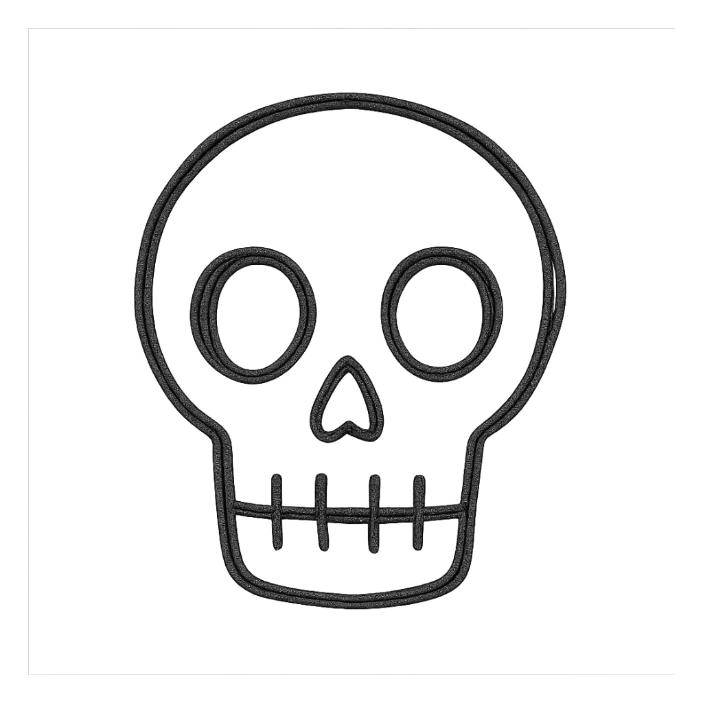 outlined skull icon, hand-drawn look, no fill, sketchy lines sticker