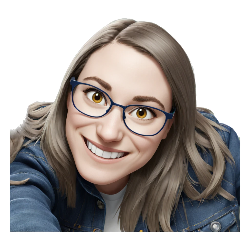 girl smiling in denim jacket sticker