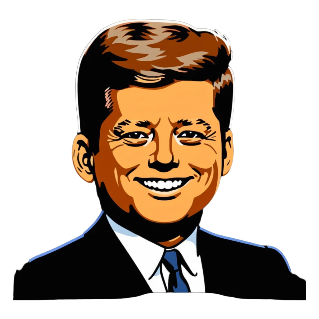 John F Kennedy with his classic smile sticker