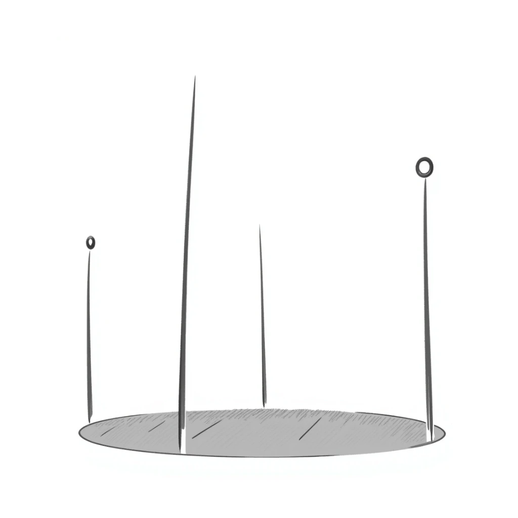 a hand-drawn quidditch field with three tall goal posts on each end, an oval sports field from Harry Potter sticker