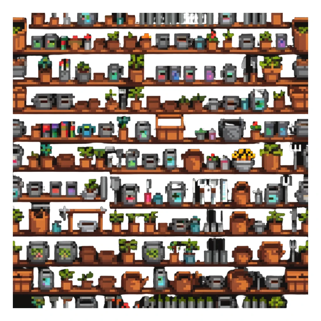 gardening shed with tools and supplies sticker