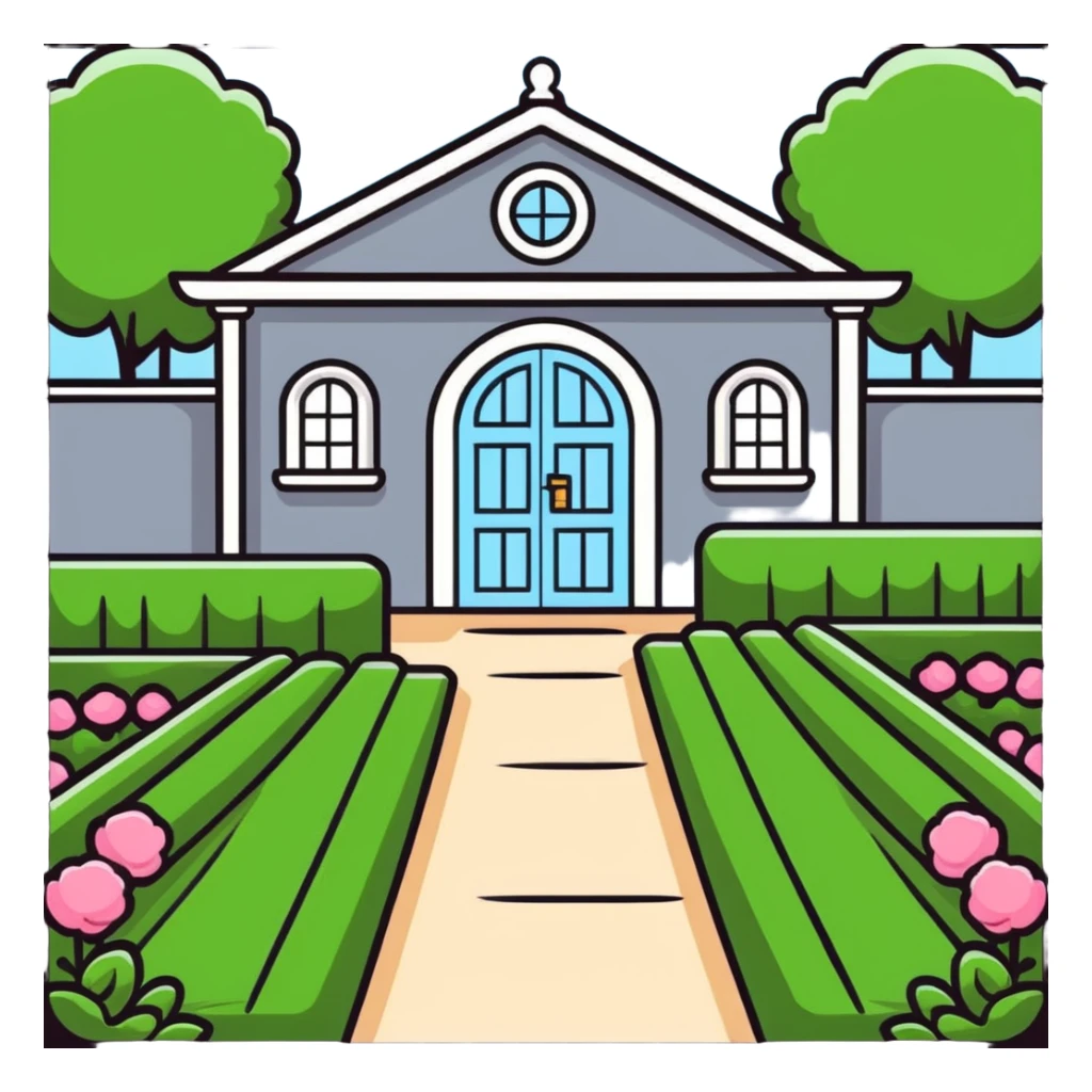cartoonish outlined walled garden sticker