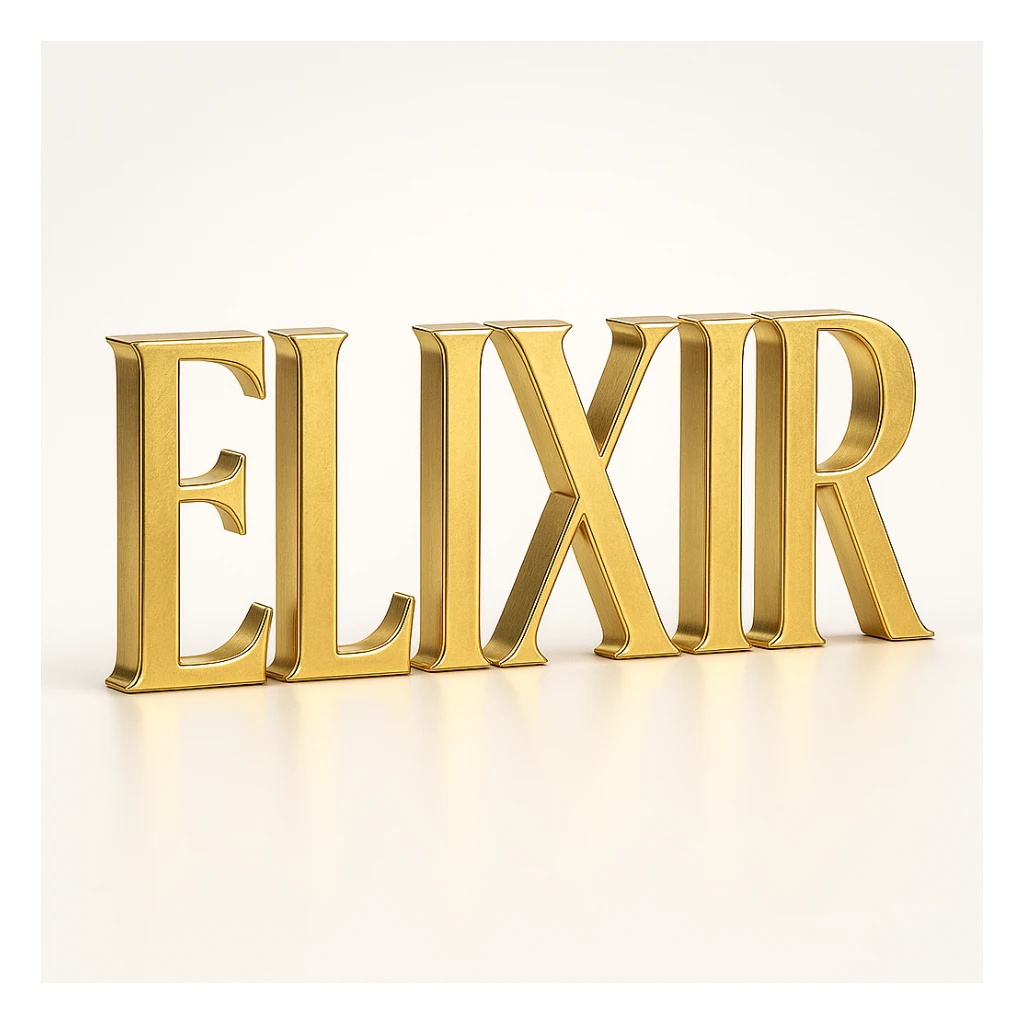 type "ELIXIR" but in front view, FINE LINES, beige  sticker