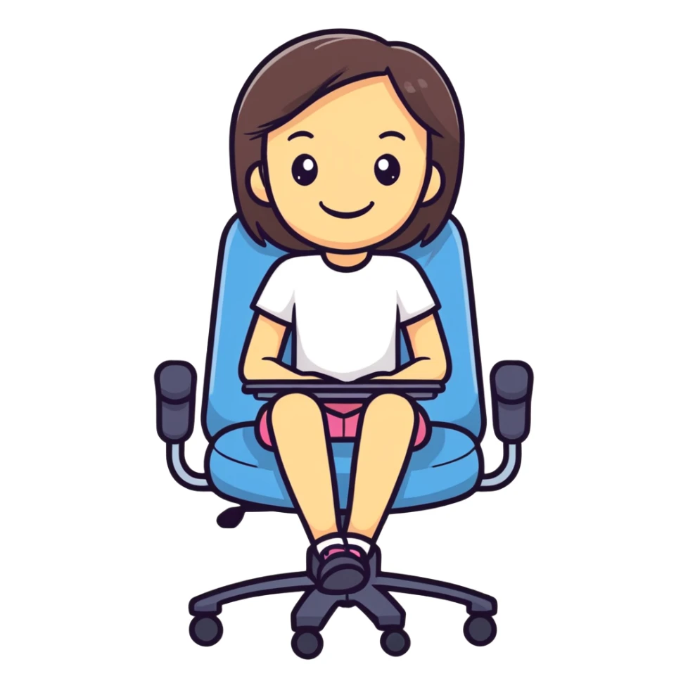 smiling girl in office chair sticker