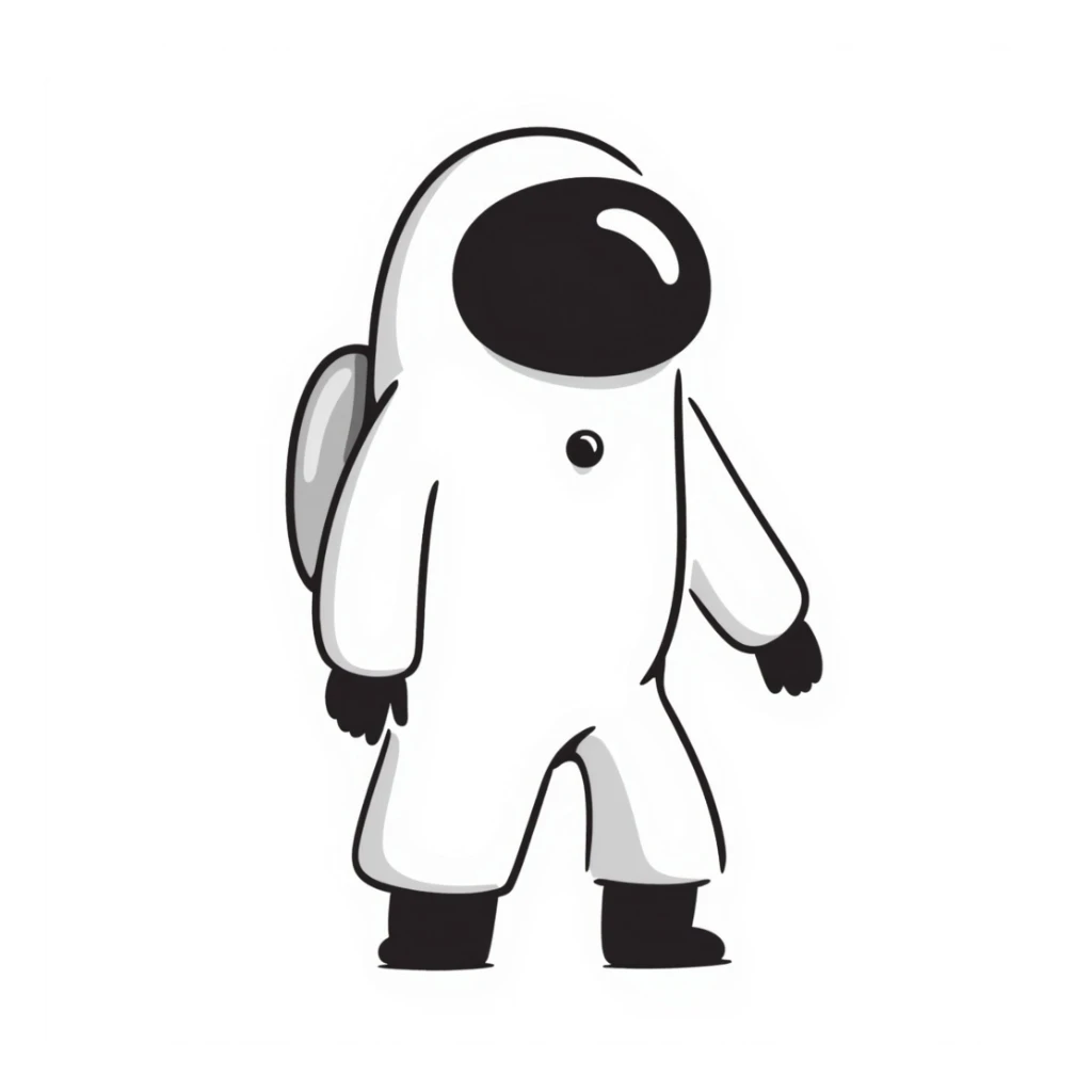 Among Us crewmate character, hand drawn doodle style, no text sticker