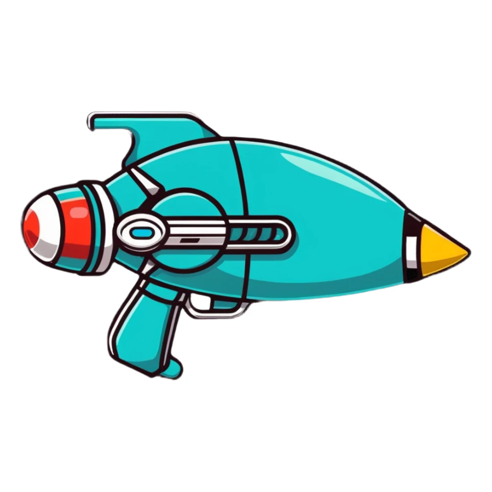 colorful cartoon raygun with retro sci-fi details sticker