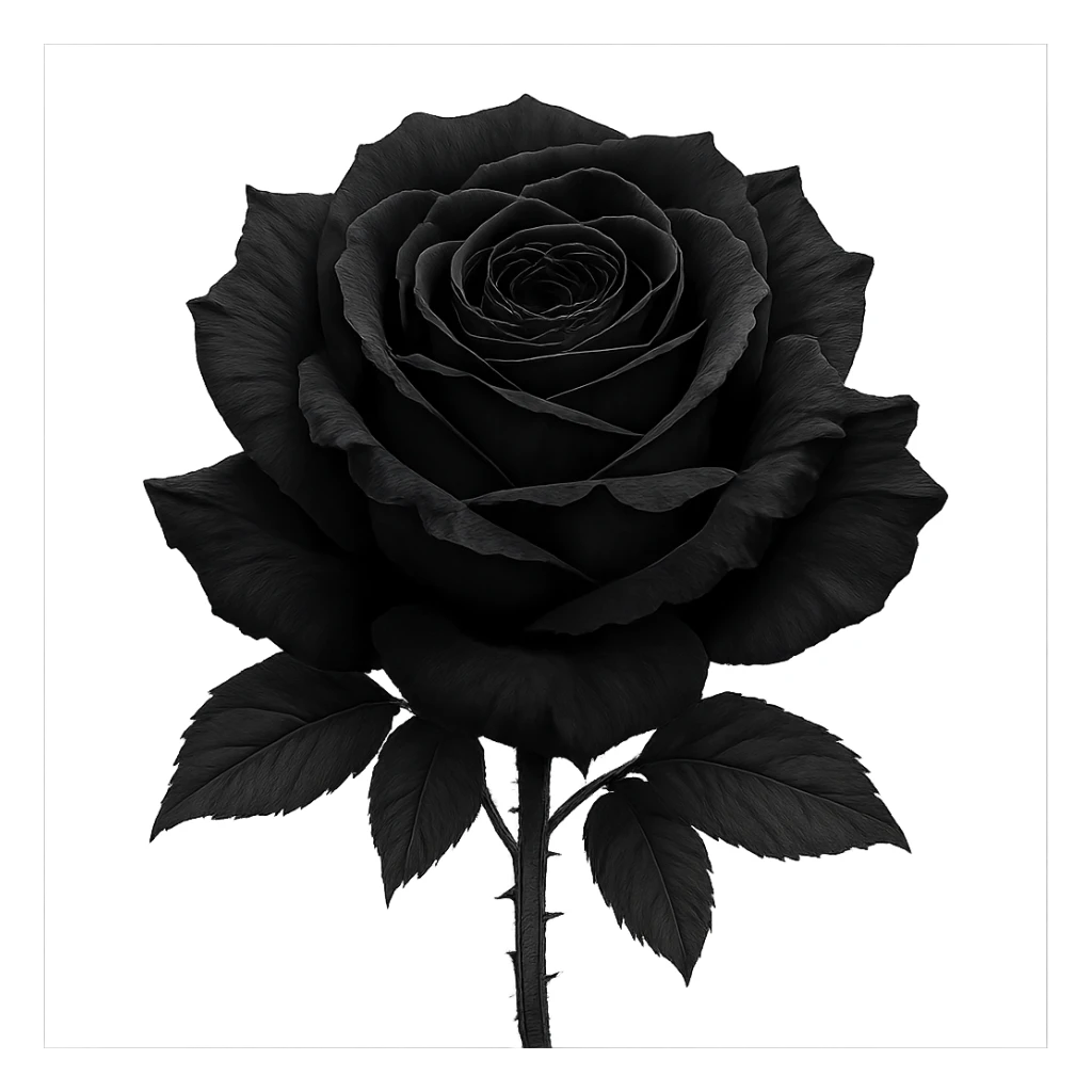 a black rose, detailed petals, gothic aesthetic, elegant, dark style sticker