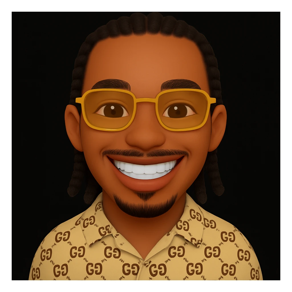 Add a smile with visible teeth to the emoji, keeping the original style and leaving the rest of the face unchanged. sticker