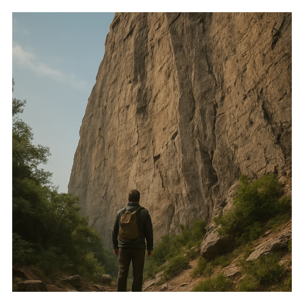 standing at the foot of the cliff sticker