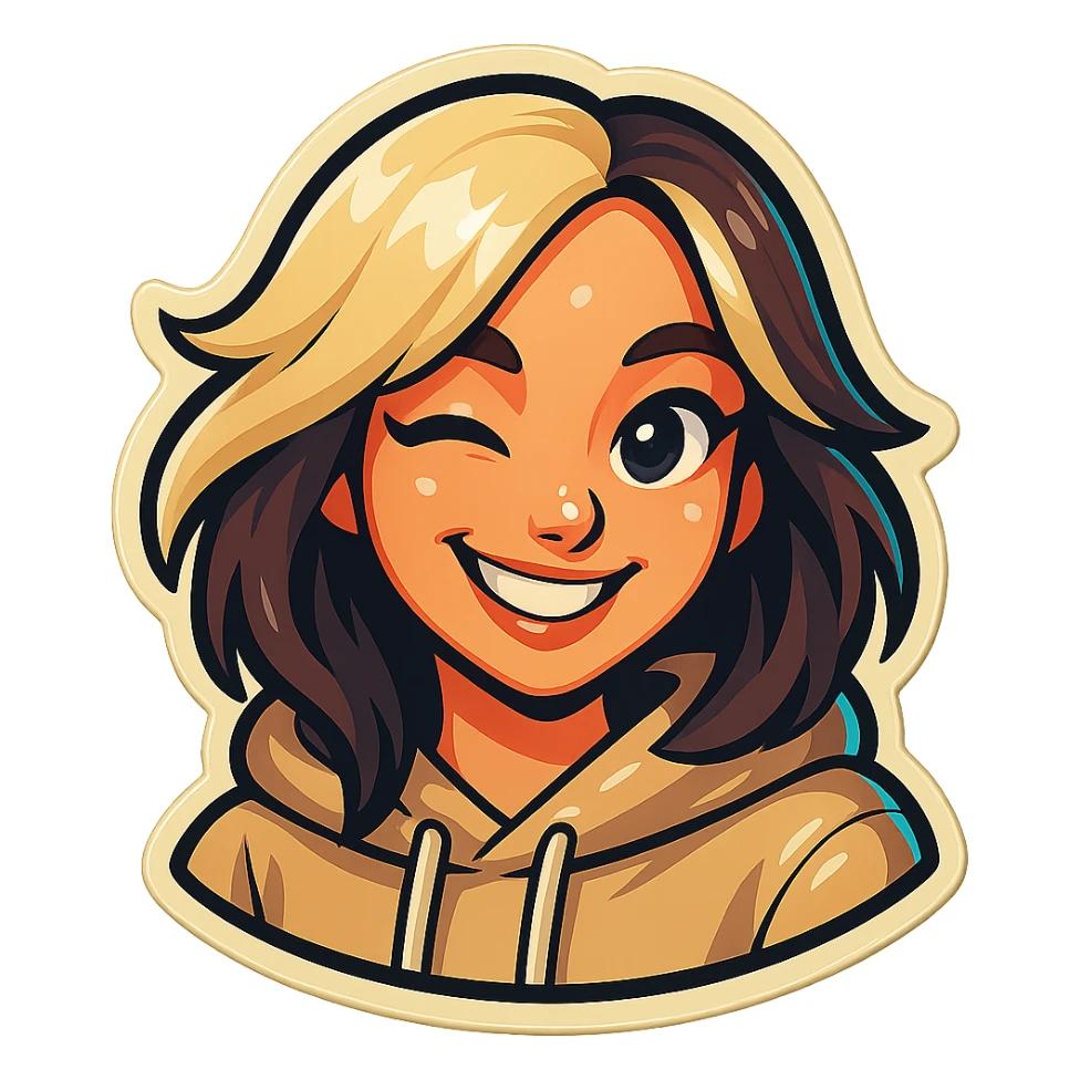 Make the character's skin pale and the sticker lighter, remove the yellowish tint, keep the classic Telegram sticker style with clean outlines, bright but light colors, and no background. sticker