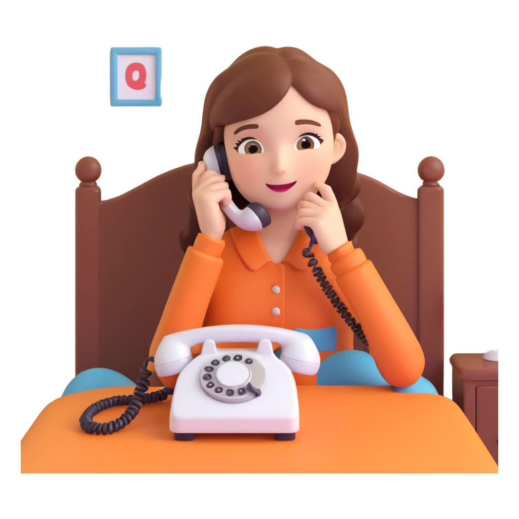 girl talking on telephone in her room sticker