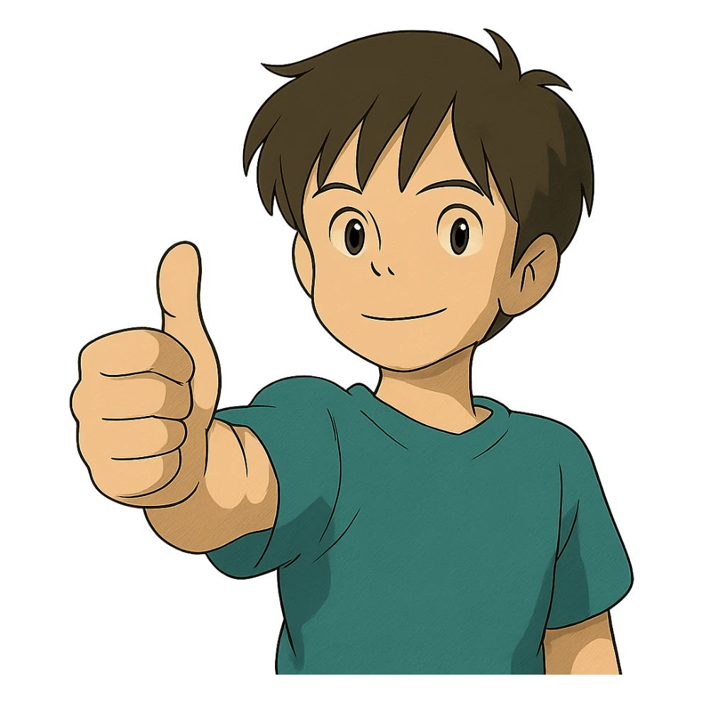 ghibli style thumb pointing forward sticker