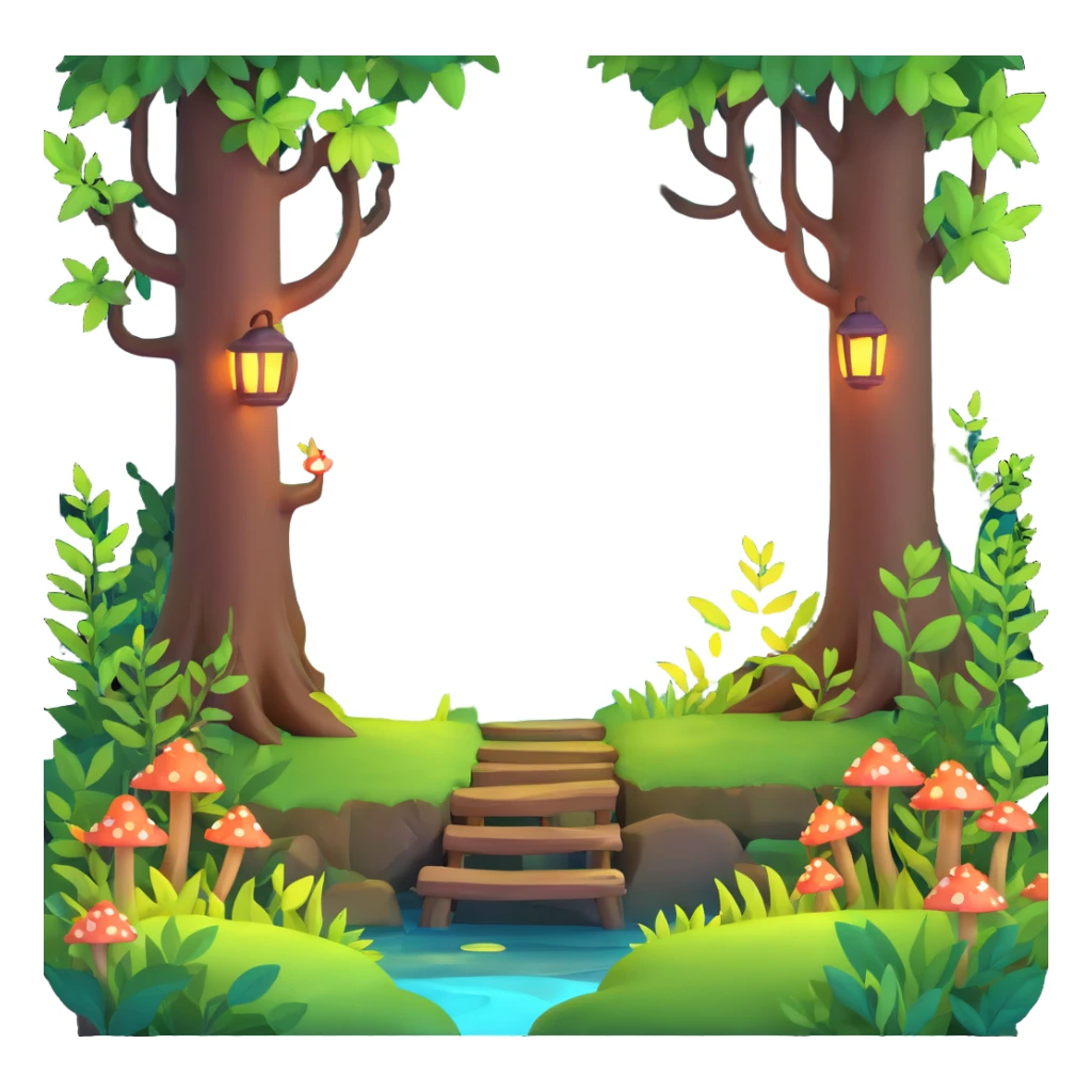 enchanted forest with glowing plants and magical atmosphere sticker