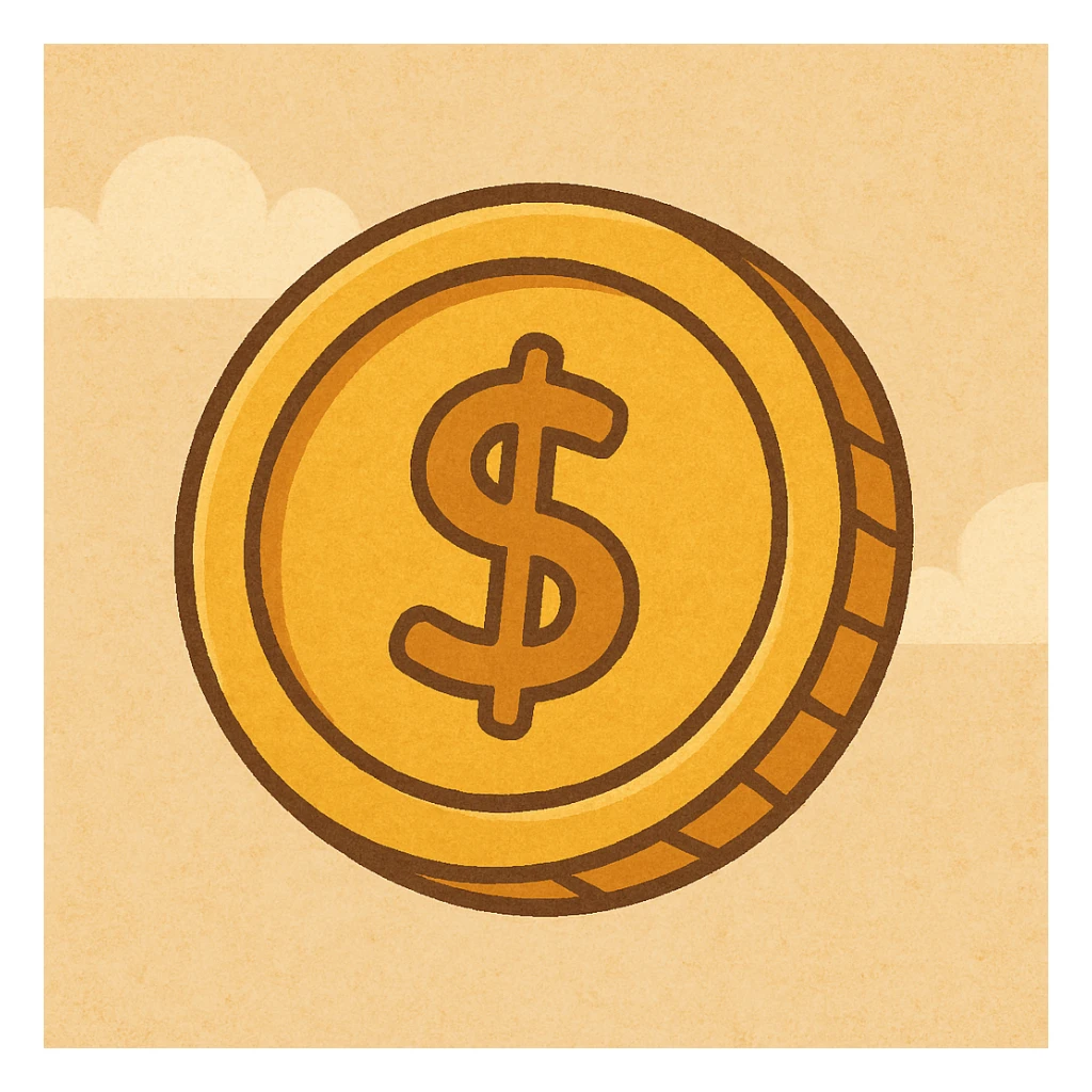 a gold coin, minimalistic, flat gold color, clean lines sticker