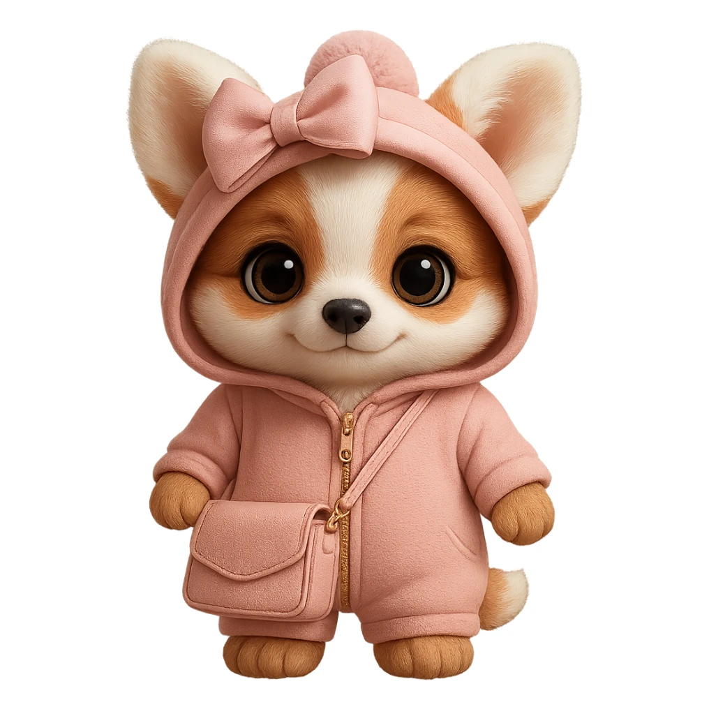 Add a cute pink bow and a small purse in a realistic style. Keep the background transparent. sticker