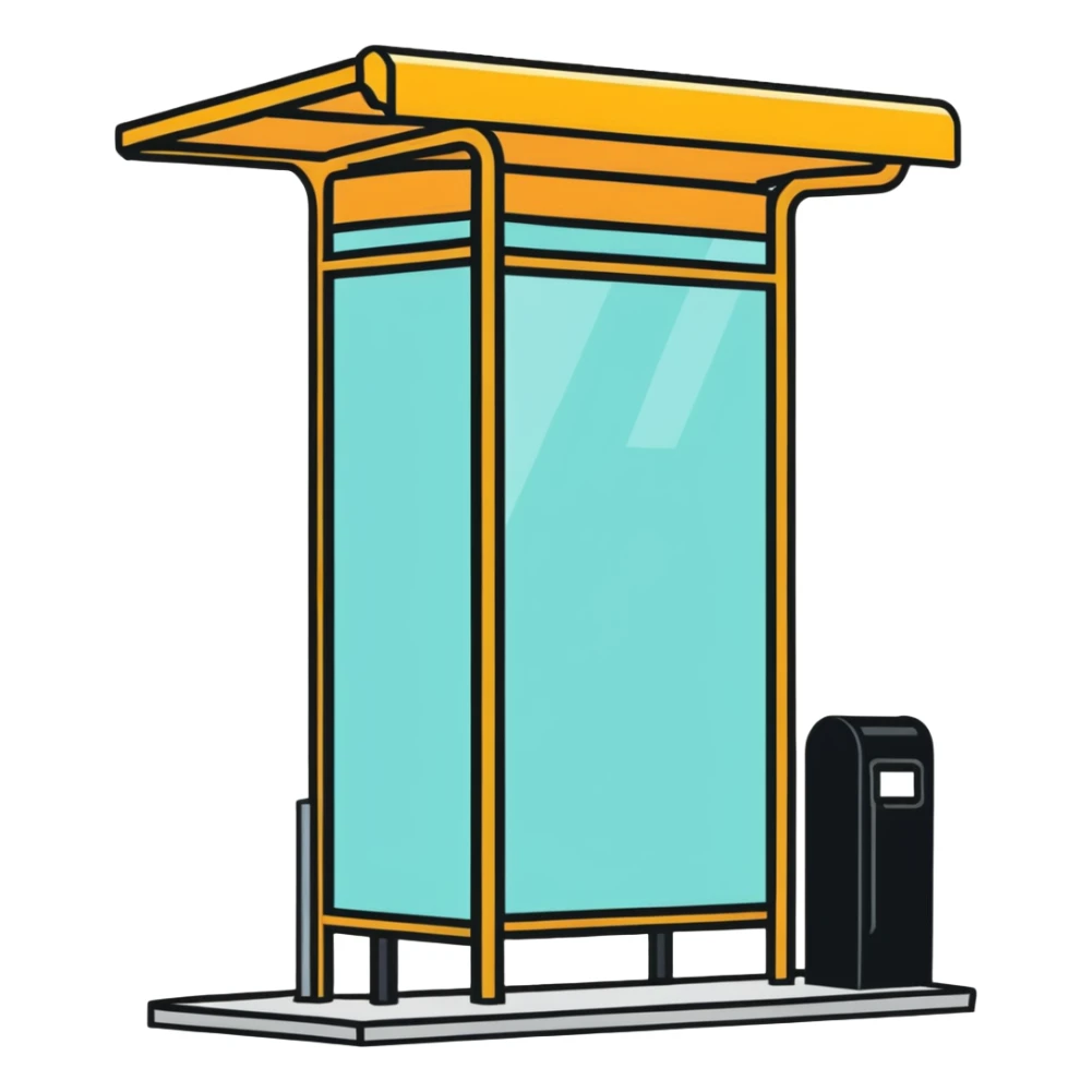 group of people standing at a bus stop sticker