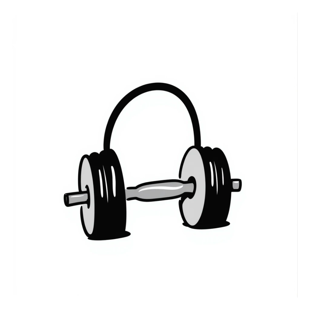 a haltere, hand-drawn doodle style, playful, black lines, isolated on white background sticker