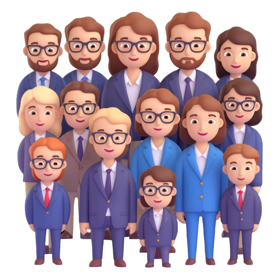 A group of 8 designers and one manager sticker