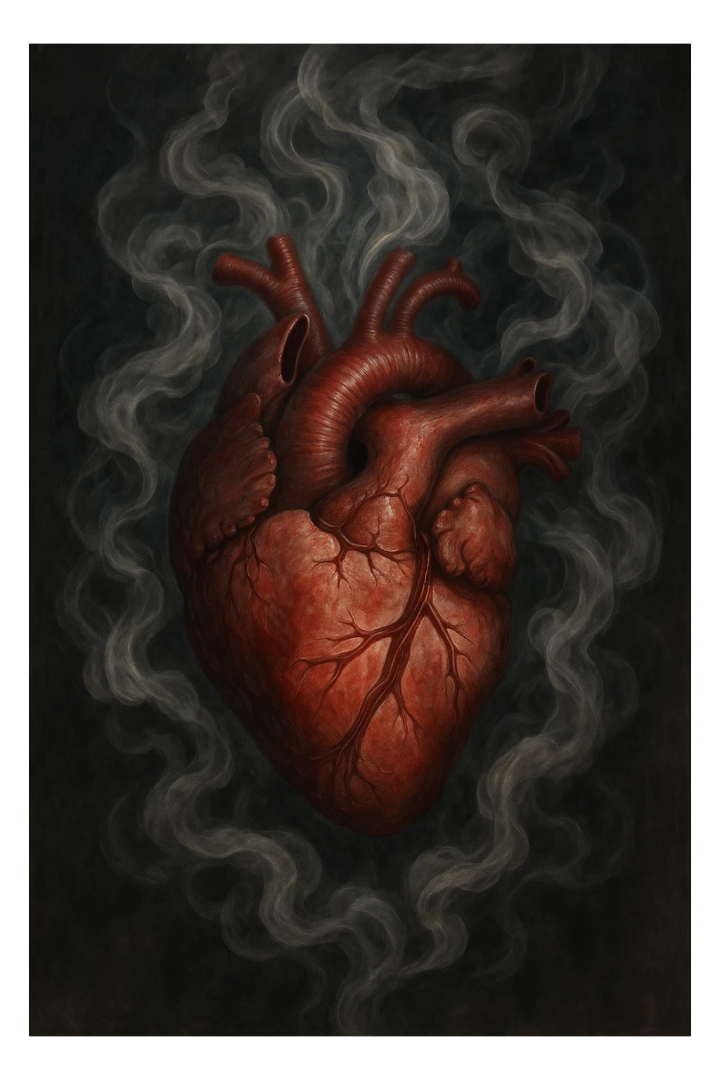 heart with a swirling smoke pattern, realistic digital art style sticker