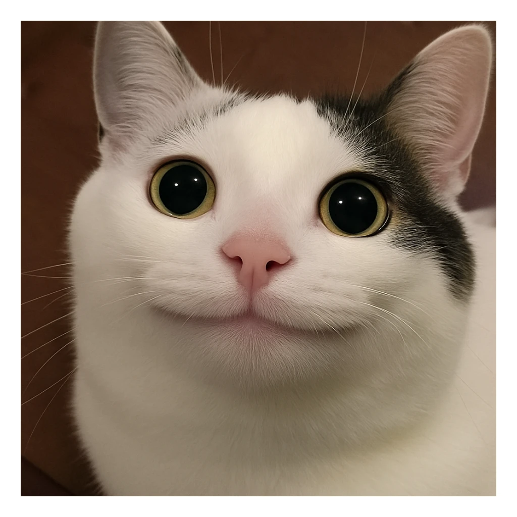 Enhance and improve the image quality of this cat photo, making it clearer and sharper while preserving the original expression and details. Maintain the natural look and details of the cat's face. sticker