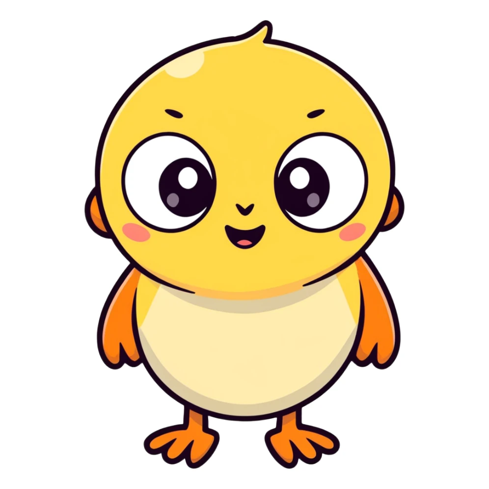 playful cartoon character, bright colors, big expressive eyes sticker